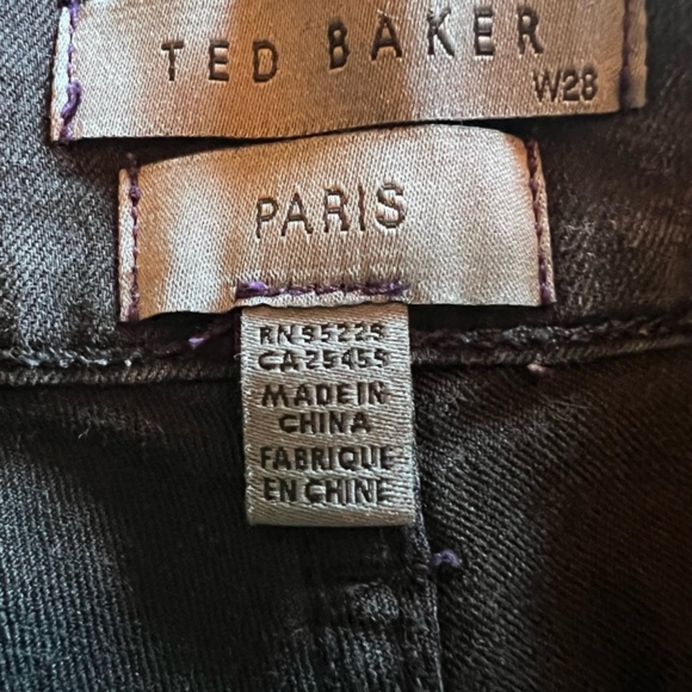 Ted Baker Esstie Waxed Black Ankle Zipper Skinny Pants Size 28‎ - Picture 4 of 12